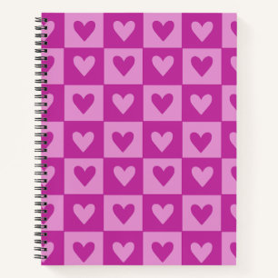 Checkerboard Pink Heart Notebook Notizbuch