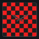 CHECKERBOARD QUADRATISCHE WANDUHR<br><div class="desc">ROTE UND SCHWARZE PRÜFPLATTE</div>