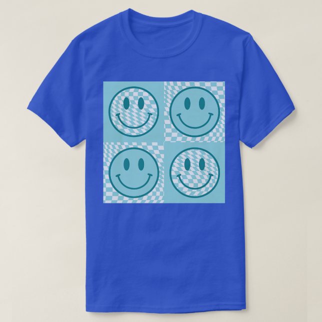 Checkerboard Smile Face Funny Happy Face Trendy T T-Shirt (Design vorne)