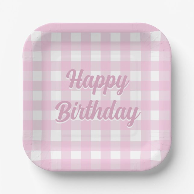 Checkerboard Summer Picnic - Custom Geburtstagspla Pappteller (Vorderseite)