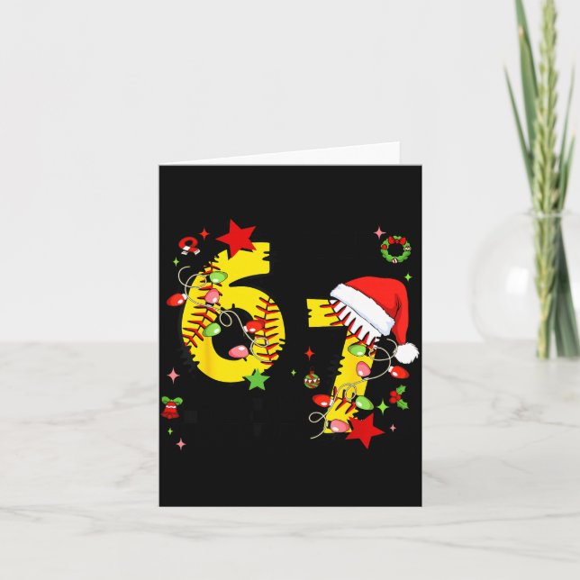 Checkered 67 Softball Santa Hat Christmas Six Seve Karte (Vorderseite)