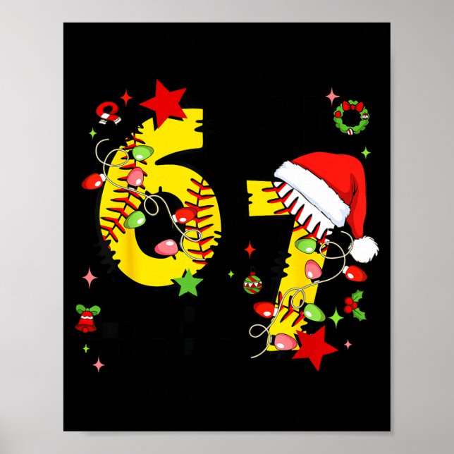 Checkered 67 Softball Santa Hat Christmas Six Seve Poster (Vorne)