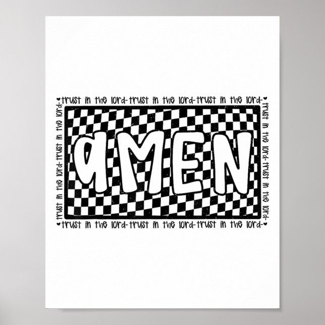 Checkered Amen Vintage Jesus Bible Verse Christian Poster (Vorne)