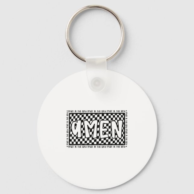 Checkered Amen Vintage Jesus Bible Verse Christian Schlüsselanhänger (Vorderseite)