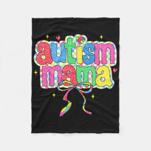 Checkered Autism Mama Coquette Bow Autism Awarenes Fleecedecke