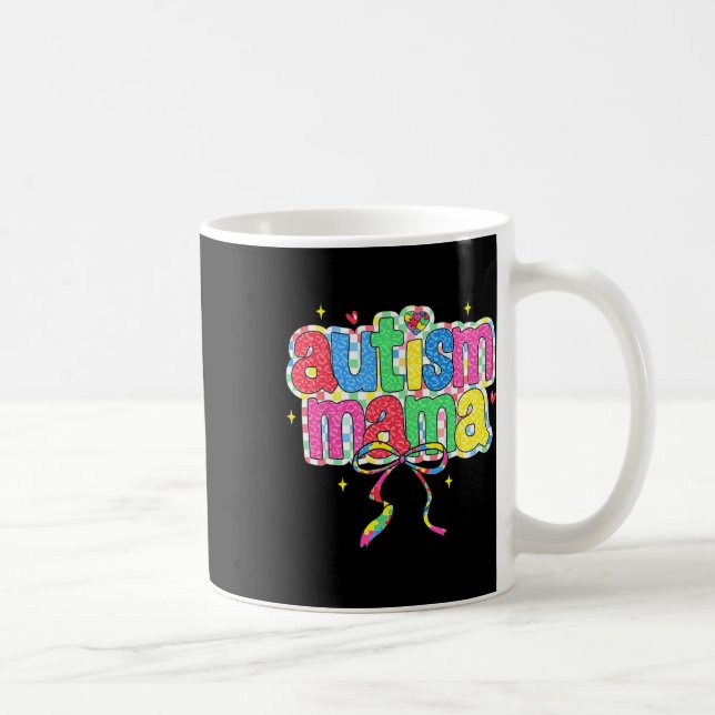 Checkered Autism Mama Coquette Bow Autism Awarenes Kaffeetasse (Rechts)