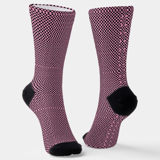 Checkered black and pink socks socken (Gewinkelt)