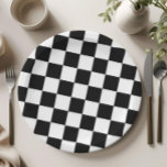 Checkered Black and White Pattern Birthday Party Pappteller<br><div class="desc">Checkered Black and White Plate,  Black and White Party Decor,  Checkered Party Plates,  Two Cool Party Plates,  Two Cool Party Decorations,  Modern Kids Party Plate,  checkerboard plate,  checkered pattern,  chessboard,  gingham plaid, </div>