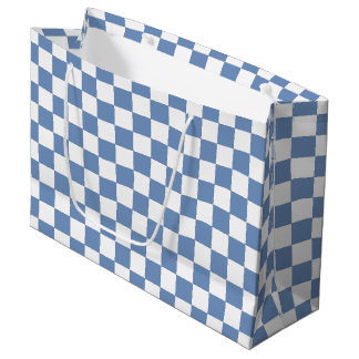 Checkered Blue/Gray and White  Große Geschenktüte