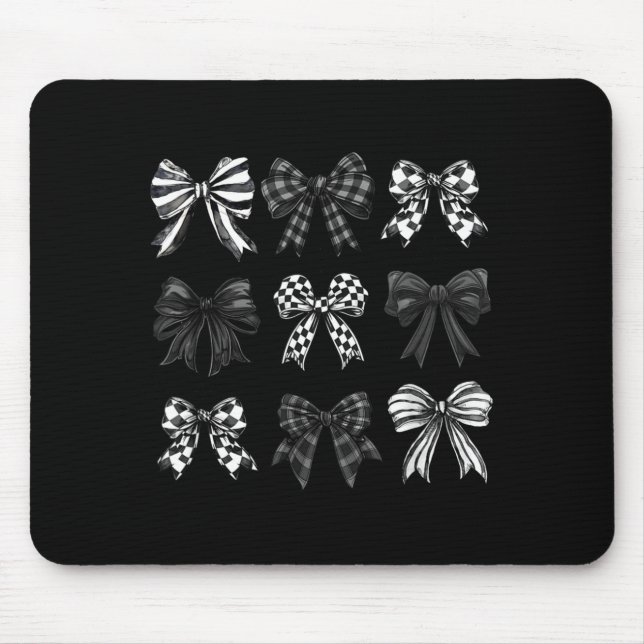 Checkered Bow Coquette Funny Gift Tee Women, Men  Mousepad (Vorne)