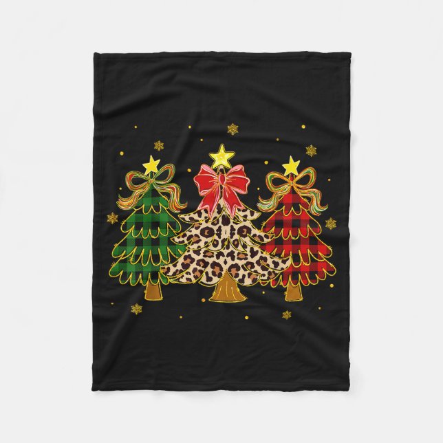 Checkered Christmas Trees Red Green Plaid Leopard  Fleecedecke (Vorderseite)