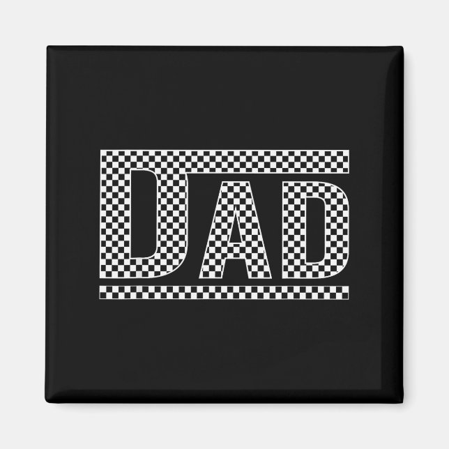 Checkered Dad Black White Funny Dad Father's Day M Magnet (Vorne)