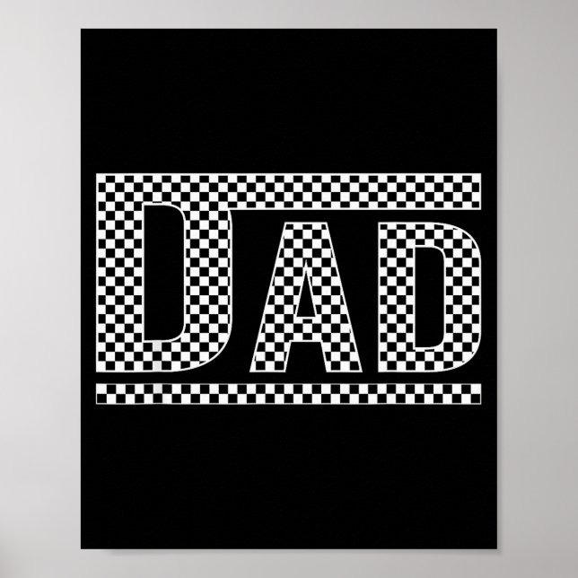 Checkered Dad Black White Funny Dad Father's Day M Poster (Vorne)