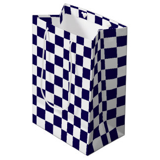 Checkered dark blue and White  Mittlere Geschenktüte