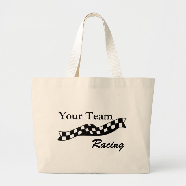 Checkered Flaggeswoop-Rennen-Team-Taschen-Tasche Jumbo Stoffbeutel (Vorne)