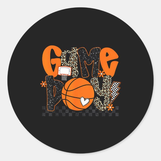 Checkered Game Day Basketball Srts Lover Men Women Runder Aufkleber (Vorderseite)