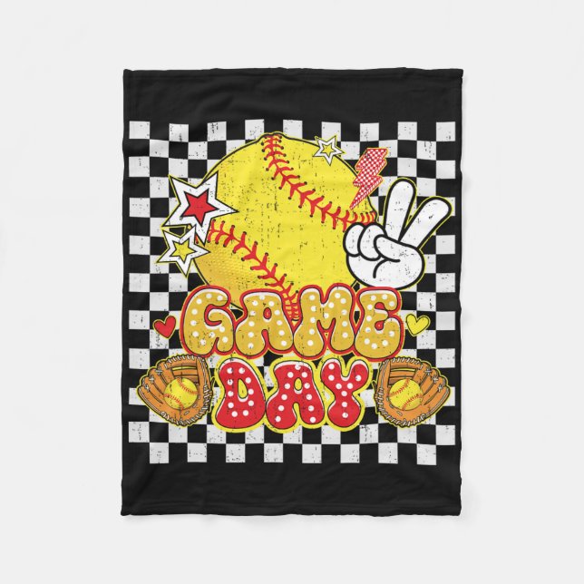 Checkered Game Day Cute Coquette Bow Softll Women  Fleecedecke (Vorderseite)
