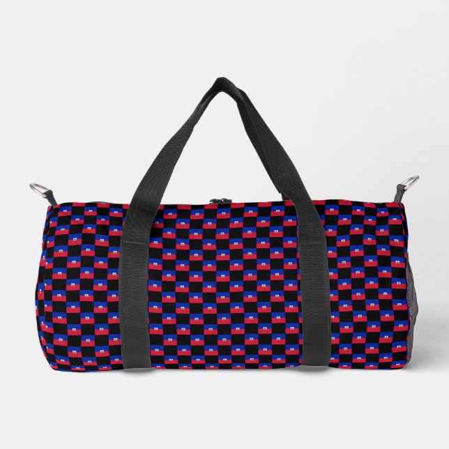 Checkered Haiti Flag Muster Duffle Bag (Vorderseite)