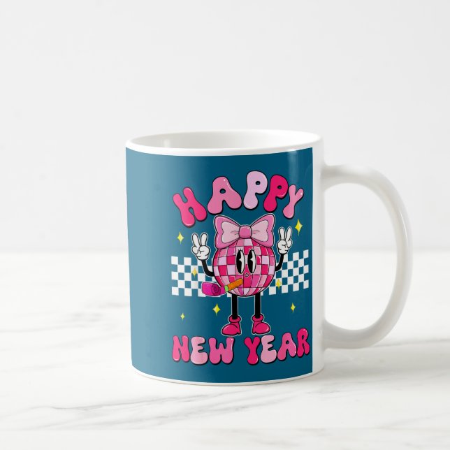Checkered Happy New Year 2026 Disco Ball New Year  Kaffeetasse (Rechts)