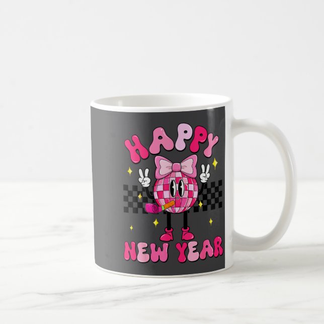 Checkered Happy New Year 2026 Disco Ball New Year  Kaffeetasse (Rechts)