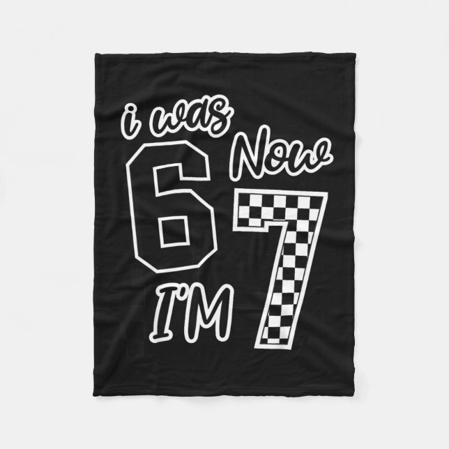 Checkered I Was 6 Now I'm 7 Birthday Seven Years O Fleecedecke (Vorderseite)