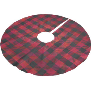 Checkered kariertes Rotes und schwarz Polyester Weihnachtsbaumdecke