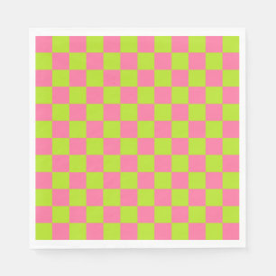 Checkered Limones Grünes und rosa Serviette