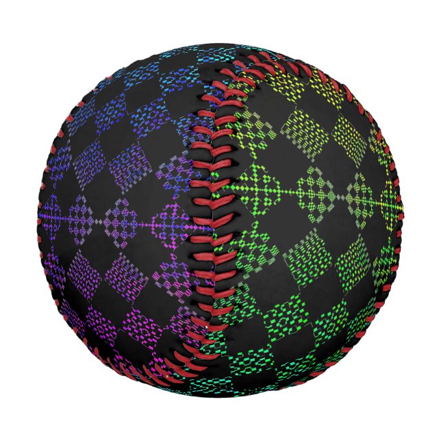 Checkered Moire von Kenneth Yoncich Baseball (Schrägansicht)