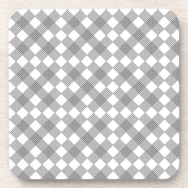 Checkered patches pattern black and white   getränkeuntersetzer (Vorderseite)