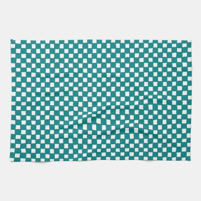 checkered pattern (teal) küchentuch (Horizontal)
