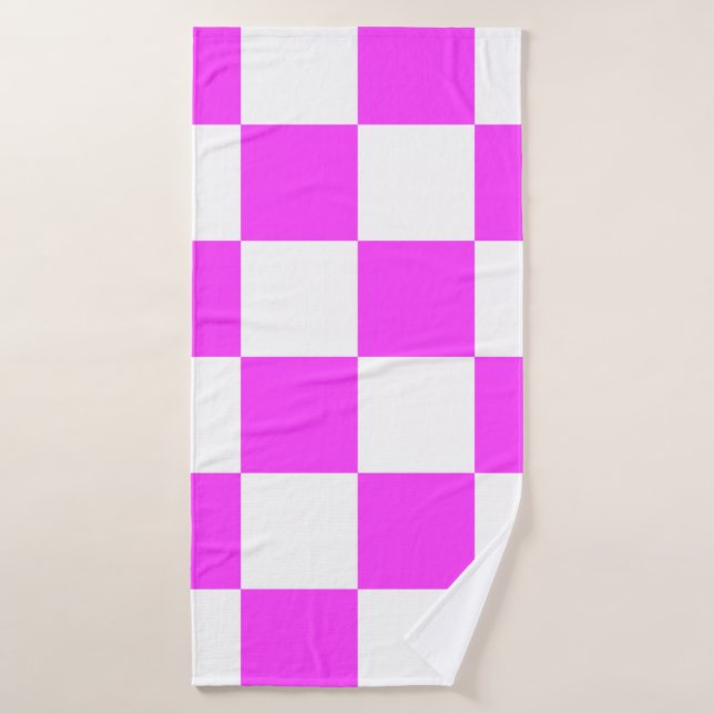 Checkered pattern tile background. White and Pinka Badehandtuch (Badehandtuch)