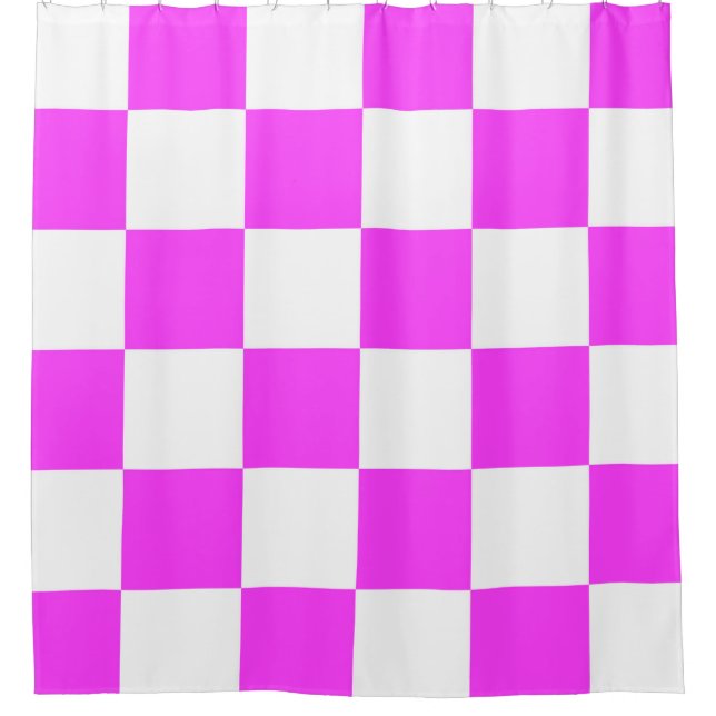 Checkered pattern tile background. White and Pinka Duschvorhang (Vorderseite)