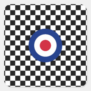 Checkered schwarzes laufendes Ziel-Mod Quadratischer Aufkleber