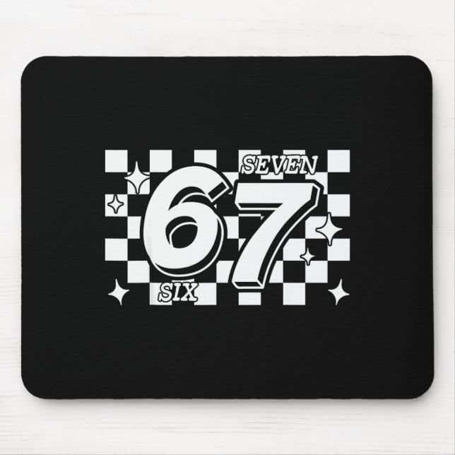 Checkered Six Seven 6 7 Meme Gen Alpha Slang  Mousepad (Vorne)