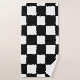 Checkered Spritzer-Schwarzweiss-Effekt Badhandtuch Set