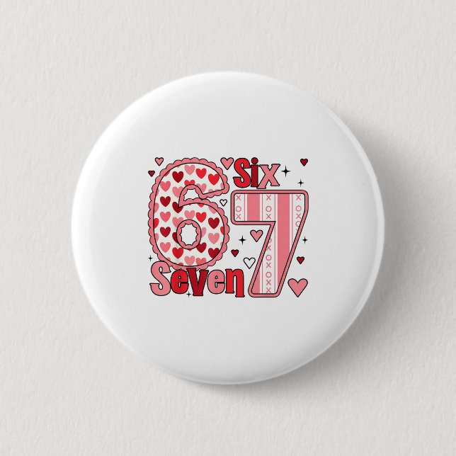 Checkered Valentine Cute Six Seven 6 7 Meme Teens  Button (Vorderseite)