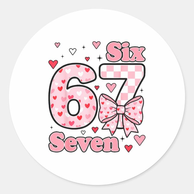Checkered Valentine Cute Six Seven 6 7 Meme Teens  Runder Aufkleber (Vorderseite)