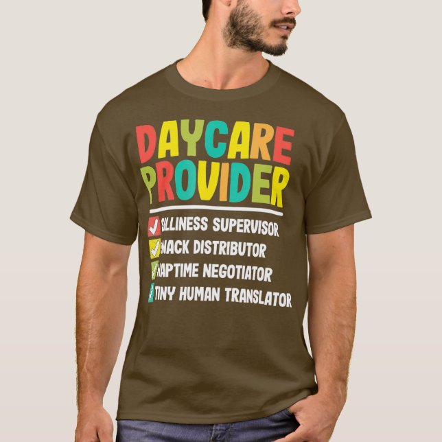 Checklist Daycare Provider Funny Gift Chilcare T-Shirt (Vorderseite)