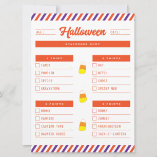 Checklist Halloween Scavenger Hunt Feiertagskarte