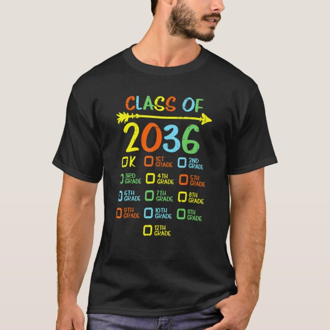Checklist-Handprint-Klasse von 2036 wächst mit mei T-Shirt (Vorderseite)