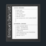 Checklist Simple Morning Evening ToDo Personalized Notizblock<br><div class="desc">Custom printed daily checklist notepad with your own personalized to-do list of responsibilities and routine tasks already set up for quick reference and reminders. Great for kids learning morning and after-school routines and self care.</div>