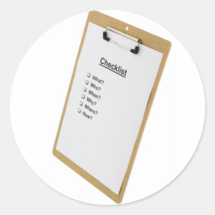 Checkliste auf der Zwischenablage Runder Aufkleber