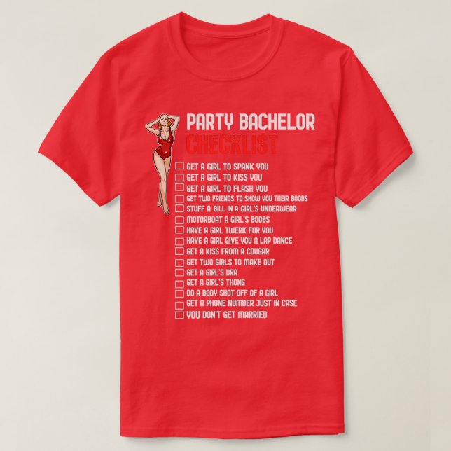 Checkliste Bachelor Party T-Shirt (Design vorne)