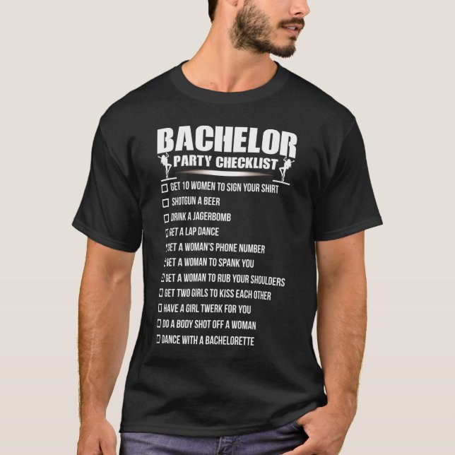 Checkliste Bachelor Party - Verheiratung T-Shirt (Vorderseite)