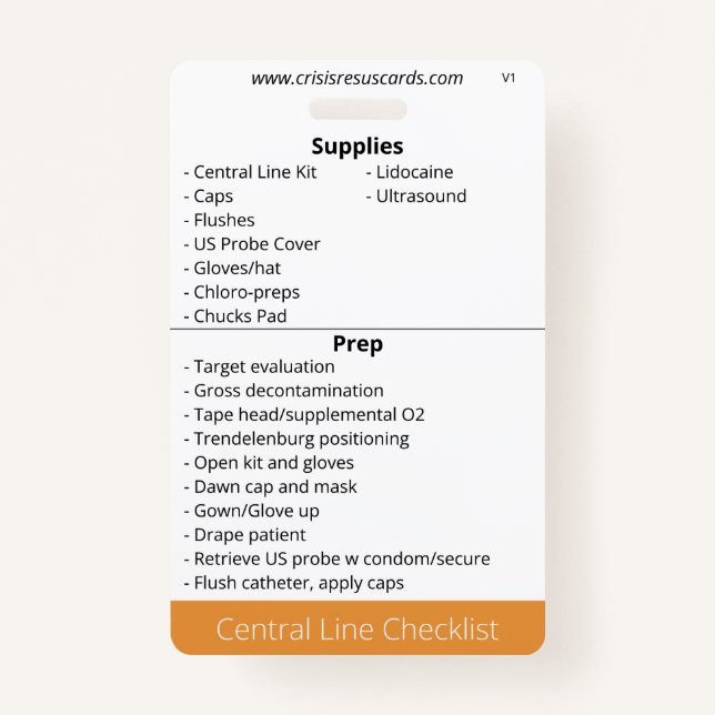 Checkliste für die zentrale Linie Ausweis (Vorderseite)