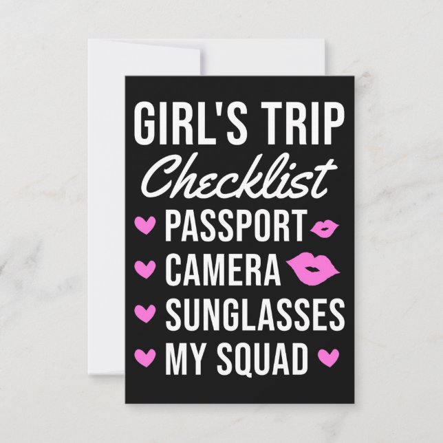 Checkliste für Reisen Kunst Girls Dankeskarte (Vorderseite)