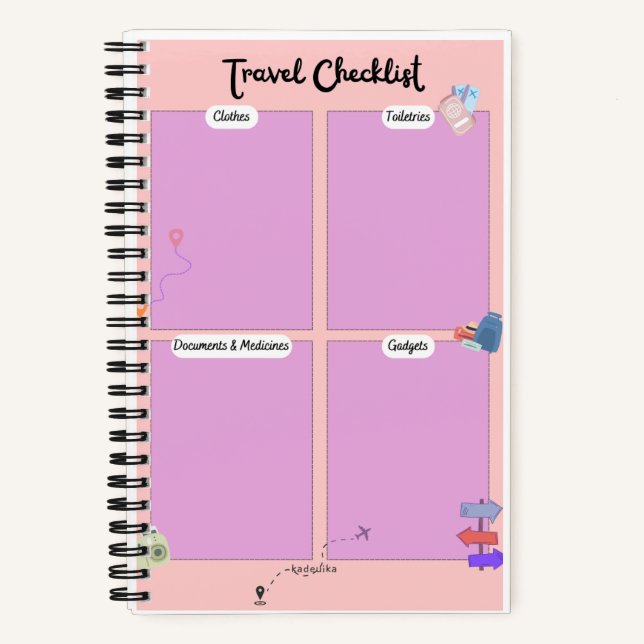 Checkliste für Reisen Notizbuch (Vorderseite)