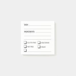 Checkliste für Rezepte und Lebensmittelallergien Post-it Klebezettel