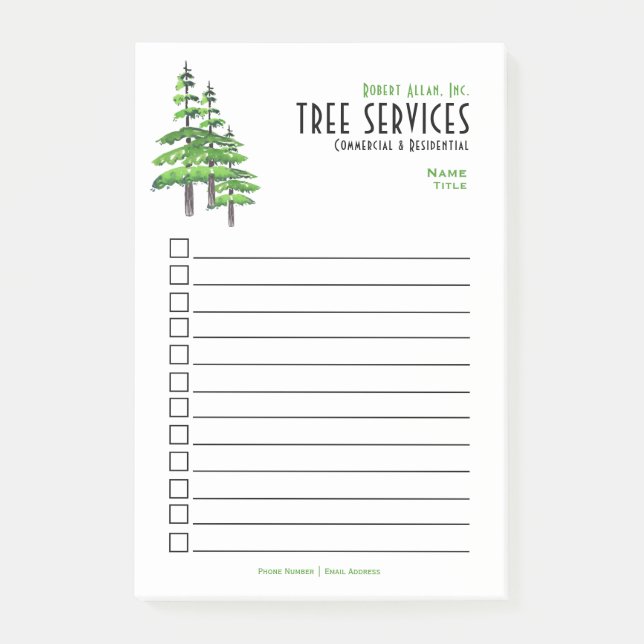 Checkliste Landscape Tree Services Business Post-it Klebezettel (Vorderseite)