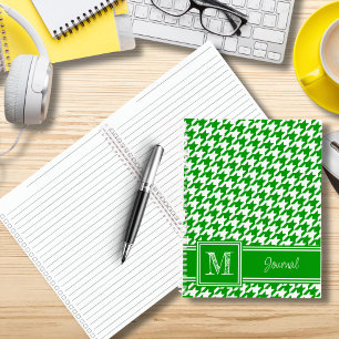 Checkliste Mit Monogramm grünes Hahnentrittmuster  Notizbuch